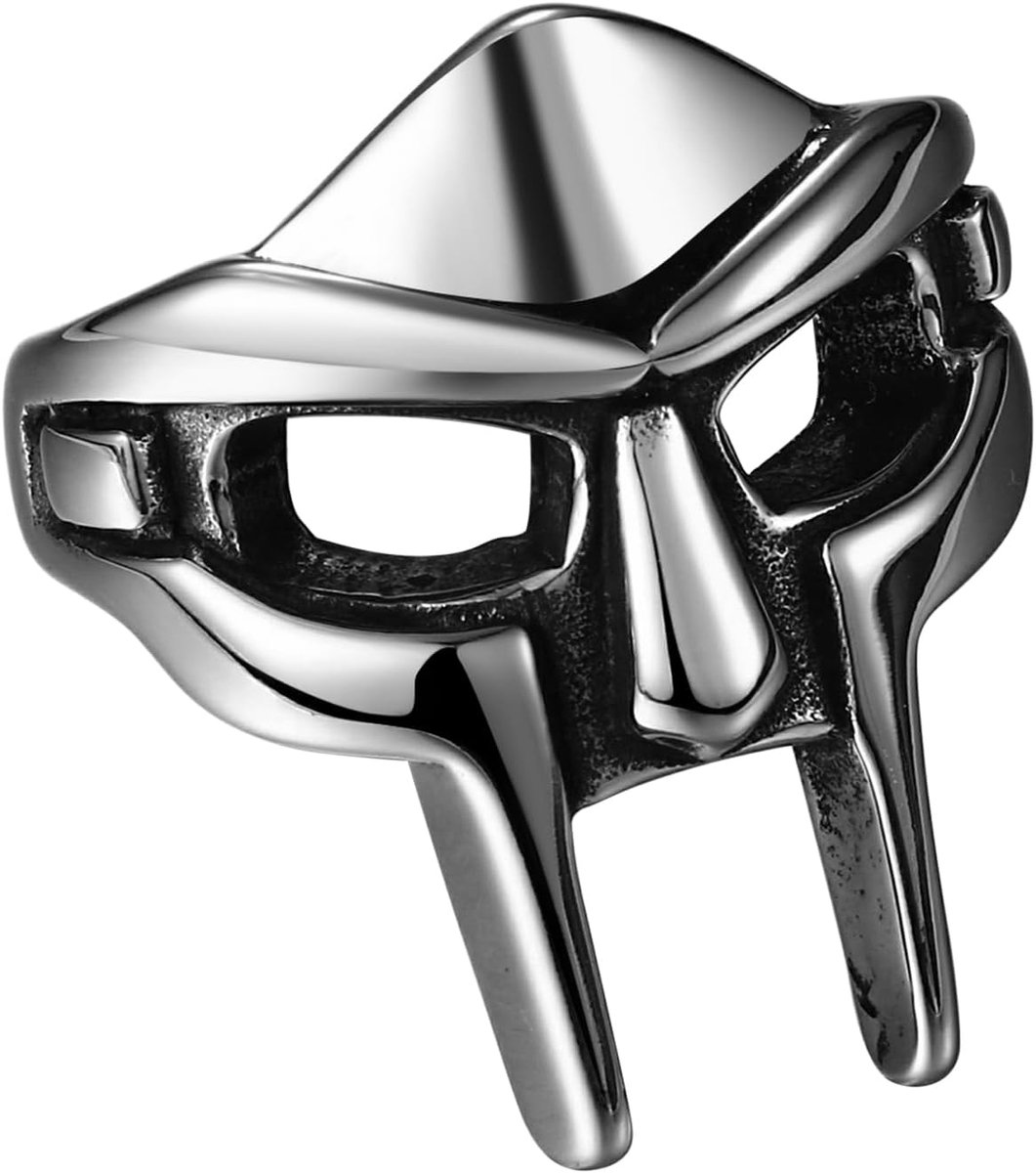 Ring Heren Spartan Masker: Gothic Biker Punk Heren Ringen Viking Ring voor Mannen en Jongens Zilver, 62(19,7), Roestvrij staal