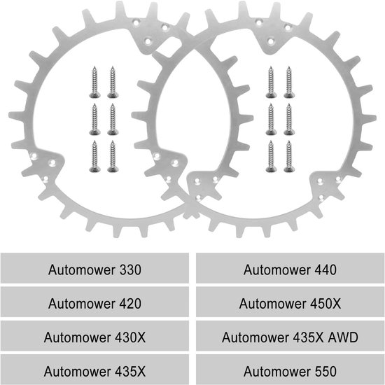 grasmaaier spikes voor Husqvarna Automower 420/320/430X/435X/440/450X, 252mm Robotmaaier Wiel Spikes met 18 stks schroeven, tractie verbetering voor Husqvarna — afbeelding 3