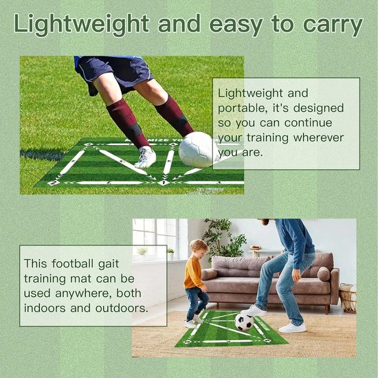 Voetbal Trainingsmat - Dribbel Mat - Balcontrole Verbeteren - Antislip Onderkant - 60 x 90 cm - Zwart — afbeelding 2