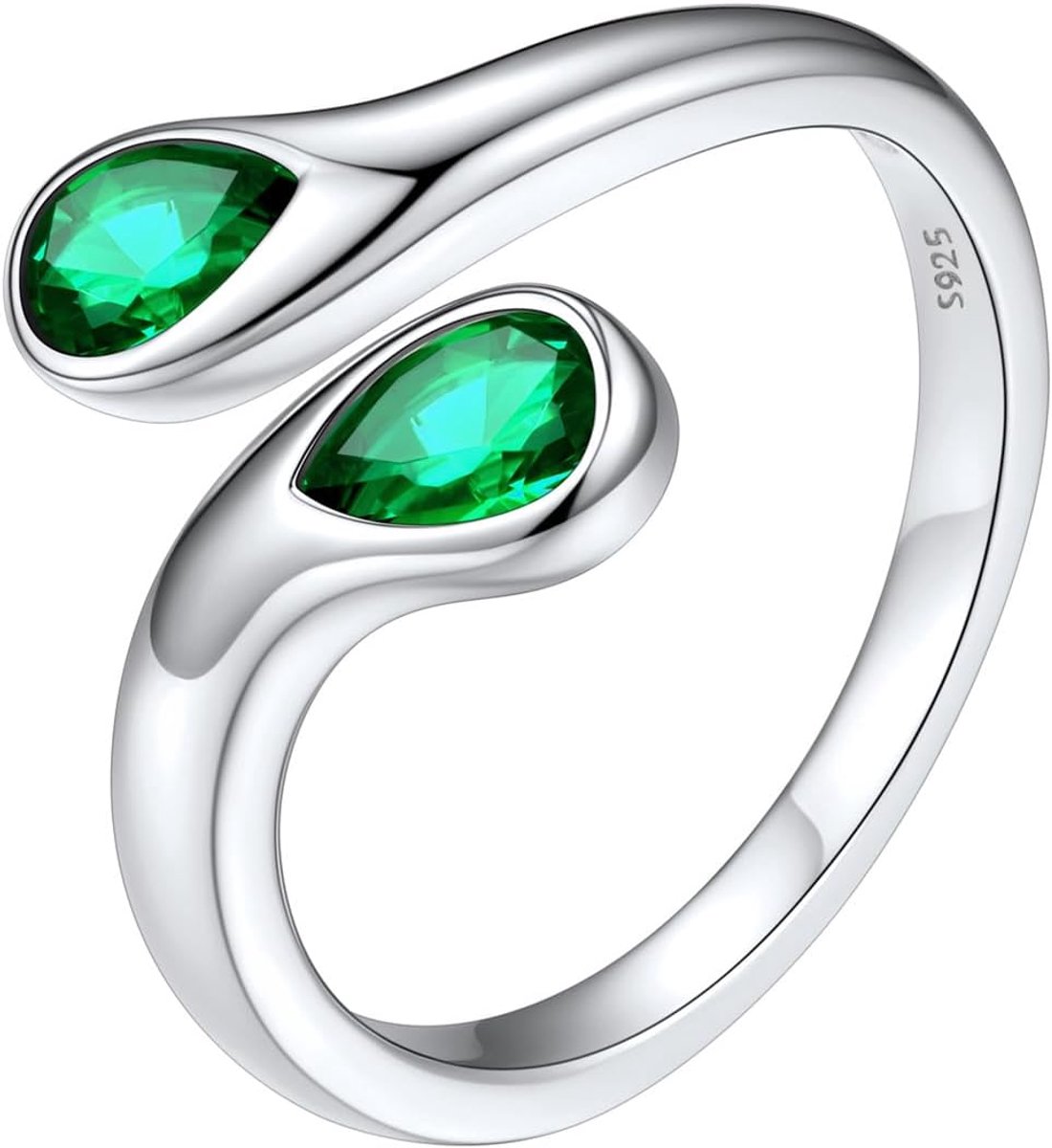 Ringen, open ringen, van 925 zilver, verstelbaar, met geboortesteen, twaalf maanden, traan, trouwring, sieraden, cadeau voor zus, moeder, ring voor meisjes, met gratis doos