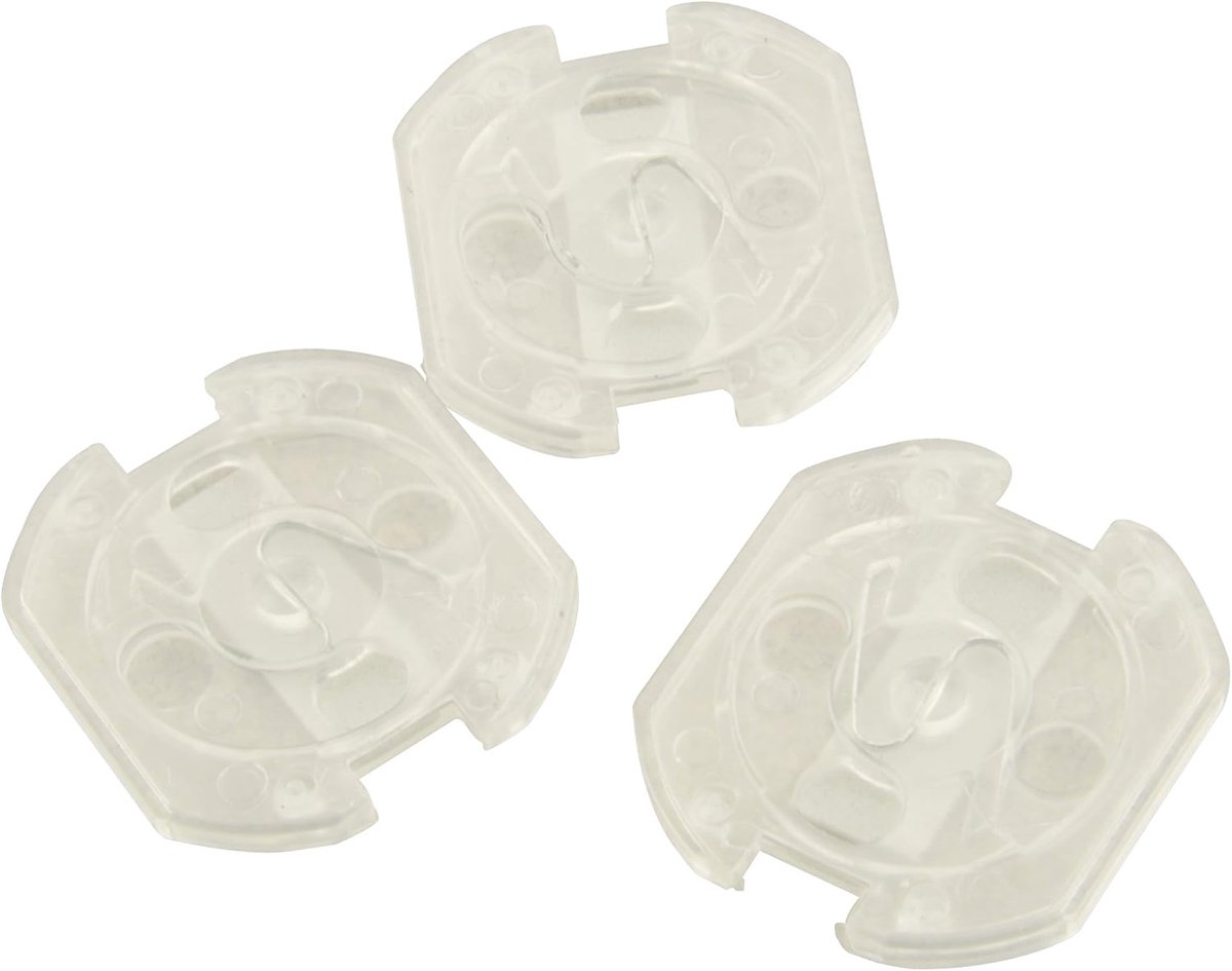 Stopcontact-kinderbeveiliging klevend transparant 10x, wit 10 stuks