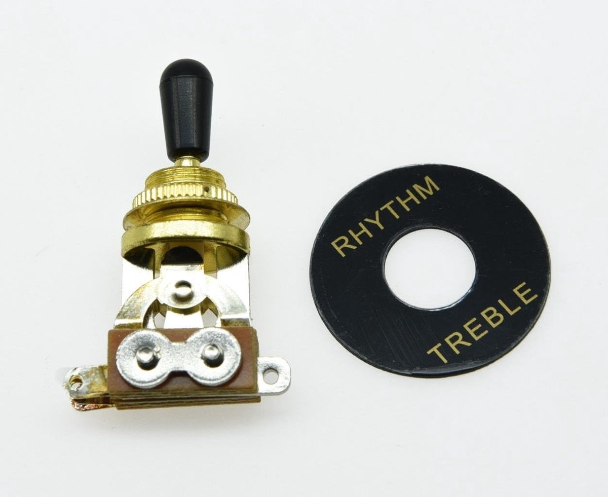LP Gitaar 3-Way Tuimelschakelaar Goud met Zwarte Tip en RHYTHM TREBLE Plaat voor Les Paul