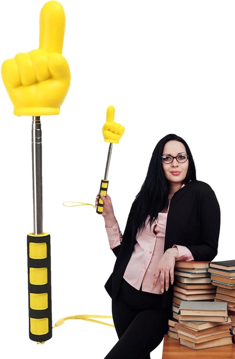 Lesstok Aanwijzer - Vinger Pointer Hulpmiddel - Klaslokaal Onderwijs - Telescopisch Roestvrij Staal - 94 cm Uitgeschoven - Geel