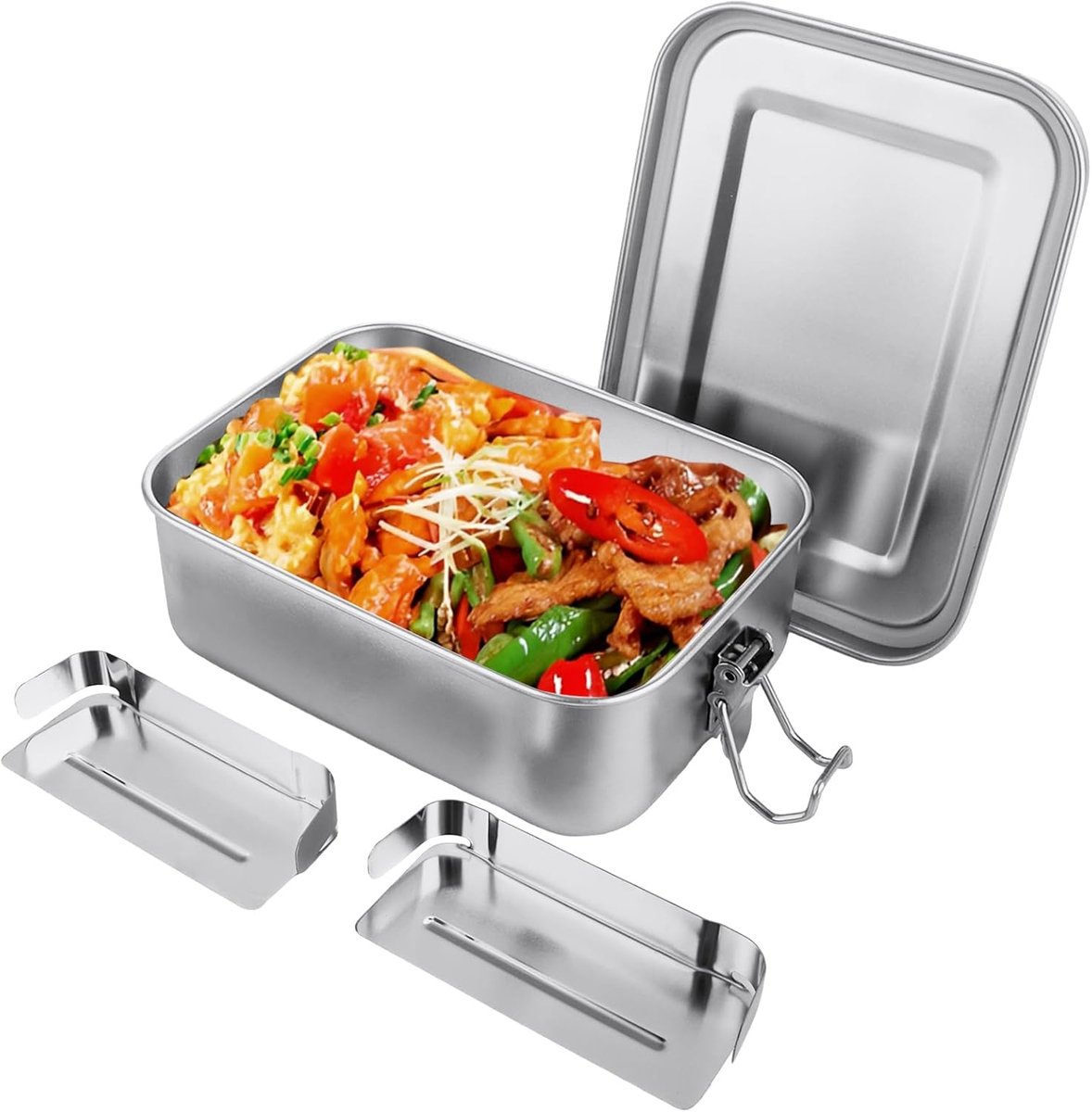 Lunchbox 850 ml - Rvs met 2 dividers - Veilig en duurzaam - Ideaal voor onderweg - SnelShoppen