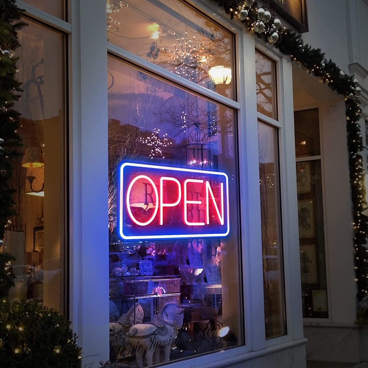 Neon LED Open Letter Wanddecoratie - Dimbaar - Blauw Rood - Ideaal als nachtlicht of feestverlichting - ShopVlot