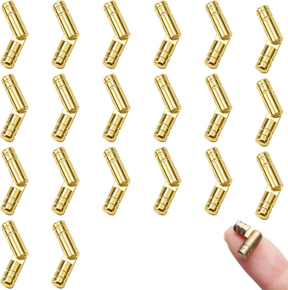 Verborgen stiftscharnieren voor houtbewerking, messingkleurige mini-scharnieren 5 x 25 mm, ideaal voor sieradenkistjes en doe-het-zelfprojecten (20 stuks)