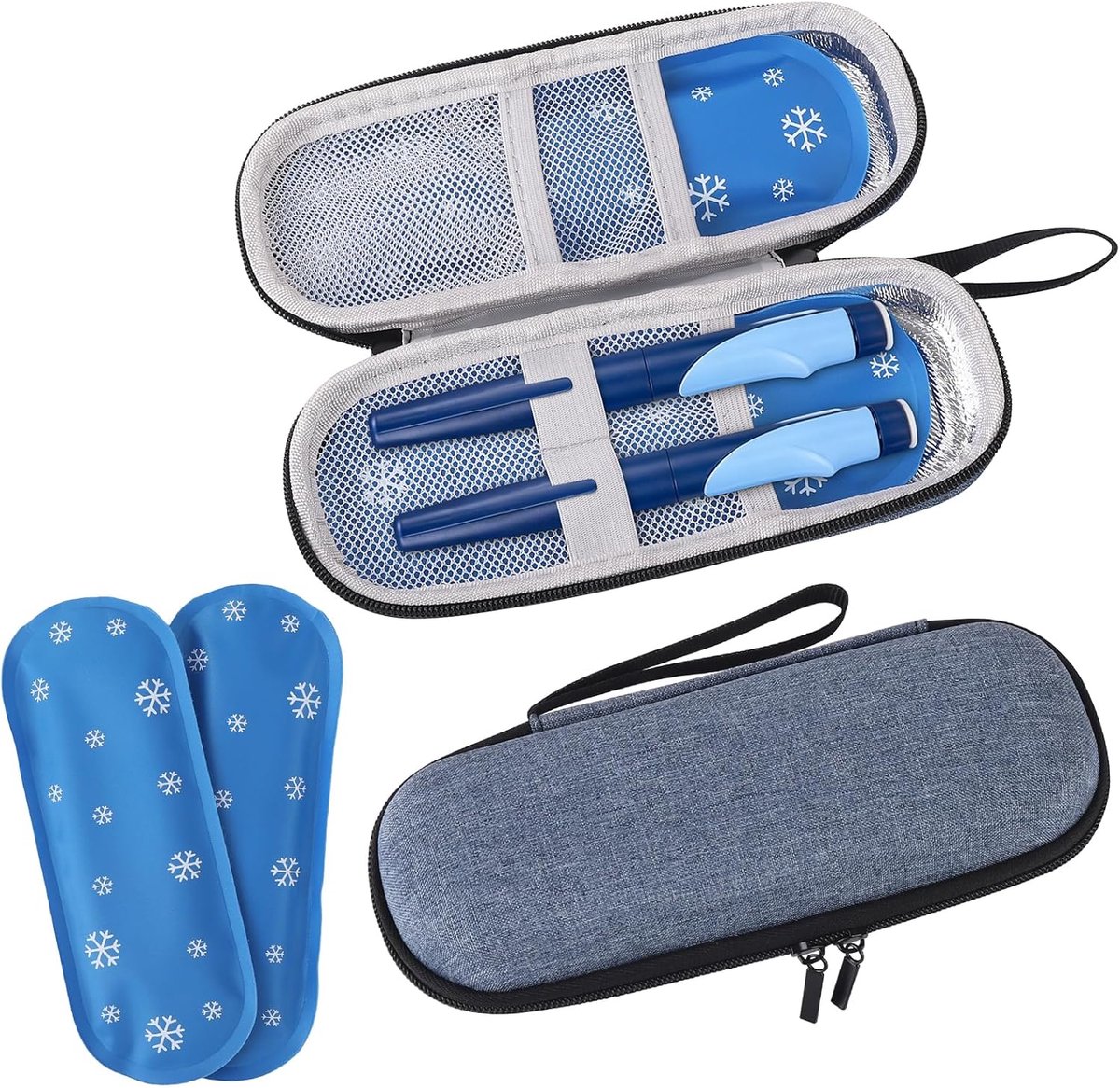 Insuline koeltas met 2 koelaccu's - compacte maat - herbruikbare diabetes tas - veilig onderweg - SnelShoppen
