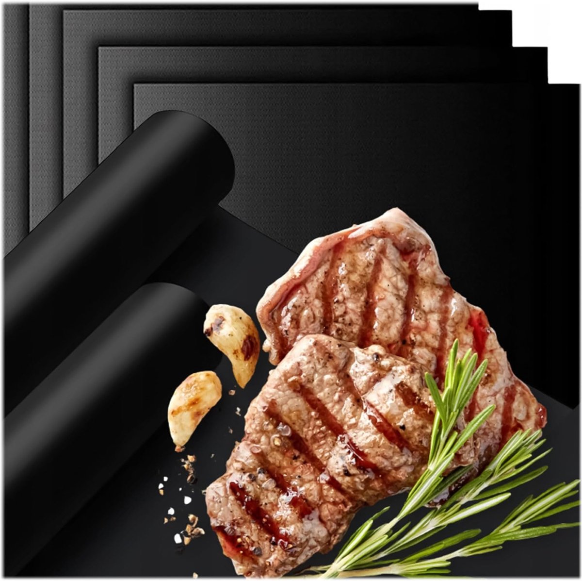 KRUMAD Grillmat, set van 5, duurzame bakfolie voor oven en gasgrill, anti-aanbaklaag en herbruikbaar, vervanging van - ShopVlot