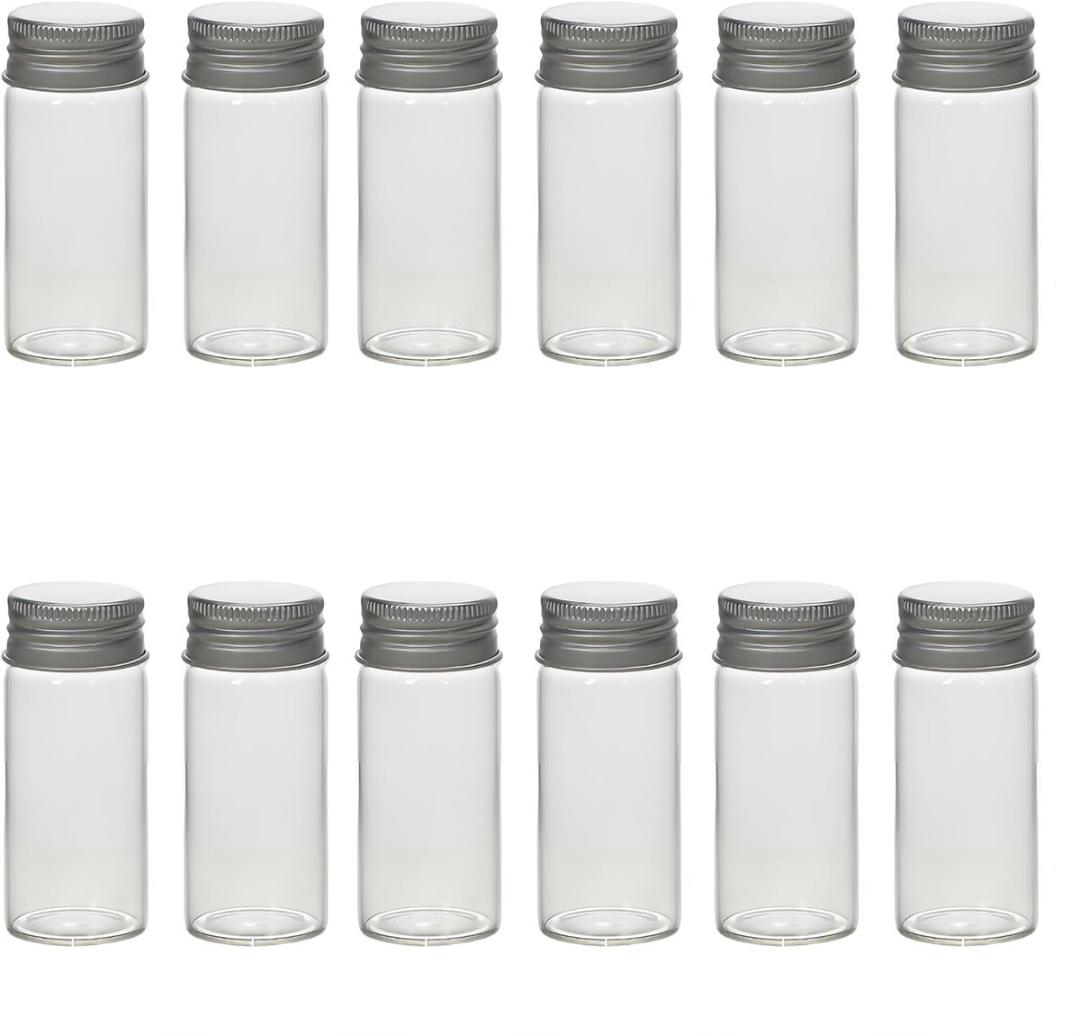 Glazen flessen 30ml - 12 stuks - aluminium schroefdop - ideaal voor bruiloften en DIY decoraties - ShopVlot