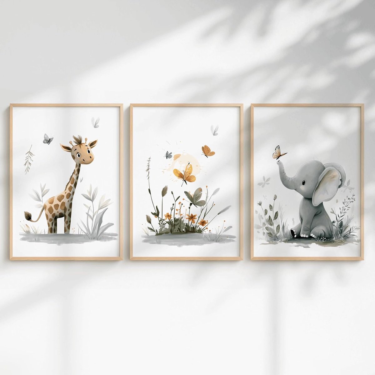 Jungle-posterset 3-delig A4 A3 - safaridieren afbeeldingen - voor babykamer decoratie - avontuurlijke kinderkamer - SnelShoppen