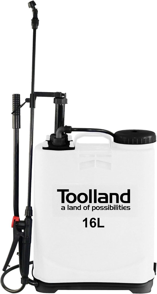SnelShoppen - Back Sprayer, Drukspuit, Onkruidspuit, Tuinspuit met Telescooplans, Plantenverstuiver voor Tuin en Huishouden, 16 Liter, Wit/Zwart