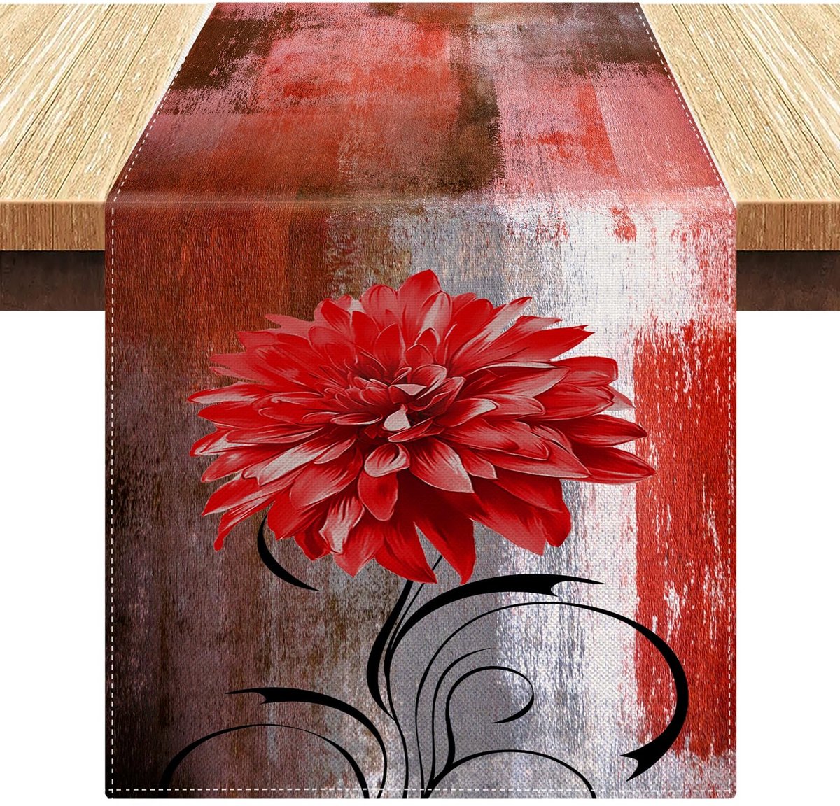 Omgoods - Table Runner met Rode Bloemen voor Binnen en Buiten 33 x 183 cm