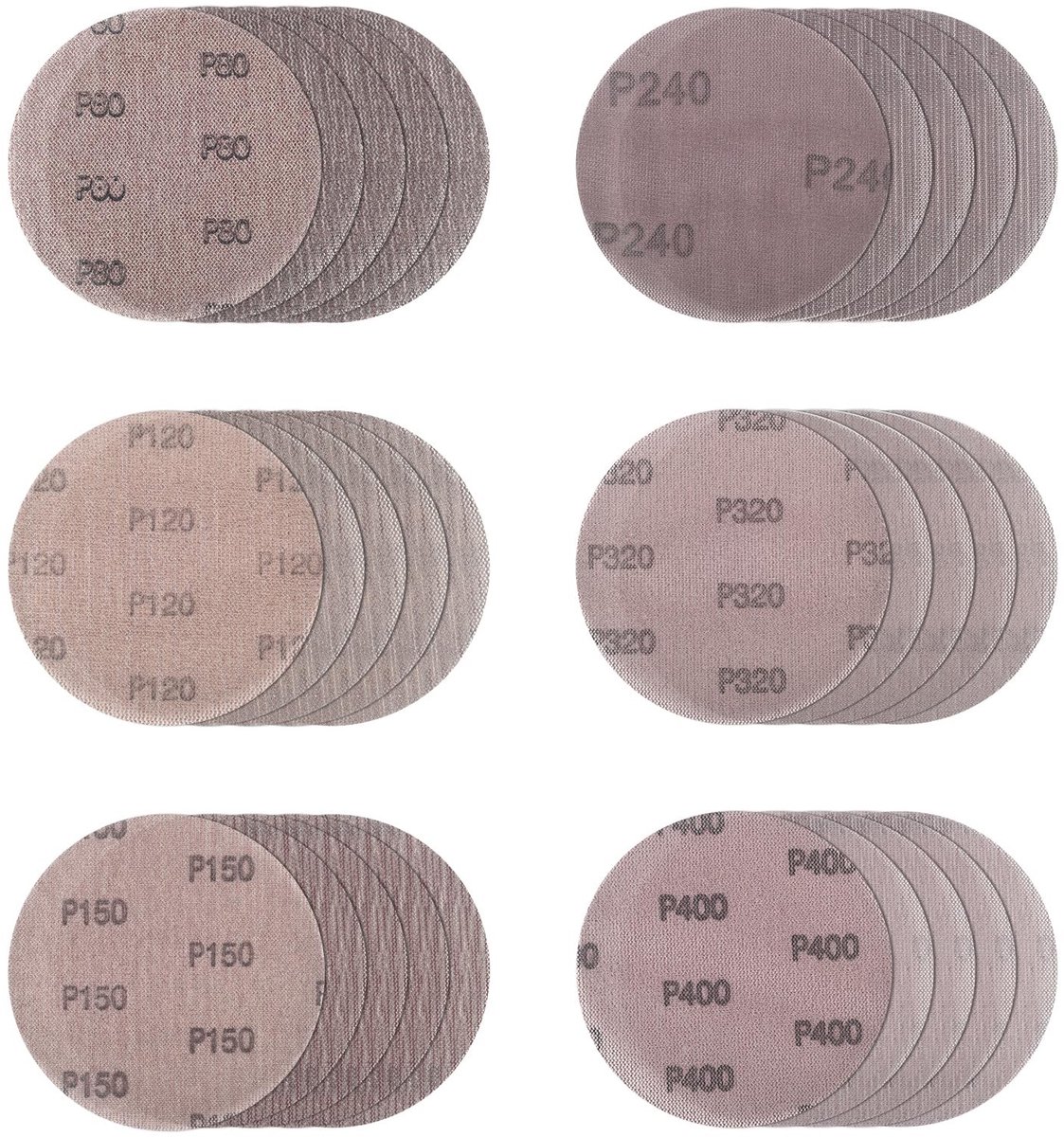 Omgoods - Set van 30 Mesh Schuurschijven - Ø 125 mm Voor Diverse Oppervlakken