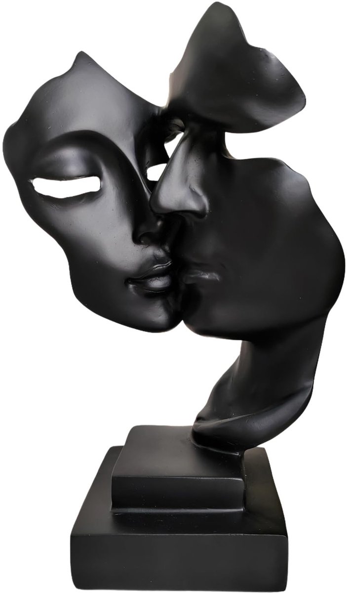 Moderne Abstracte Sculptuur - Dubbelzijdig - Van Polyresin - Voor Woonkamer & Kantoor - Zwart