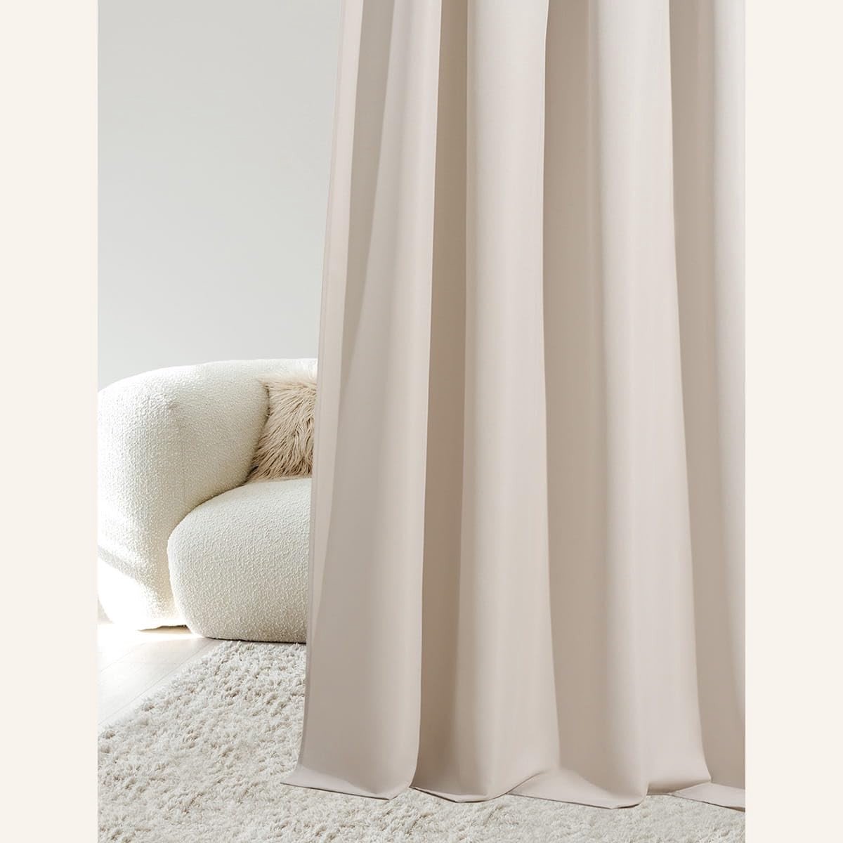 Omgoods - Rimpel Gordijn 140 x 260 cm Zandkleurig Verduisterend