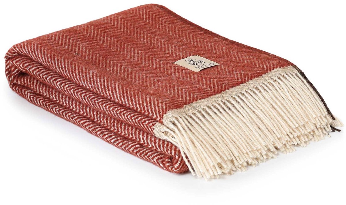 MoST - Wollen plaid Denver - 100% Nieuw-Zeelandse wol - 140 x 200 cm - terra