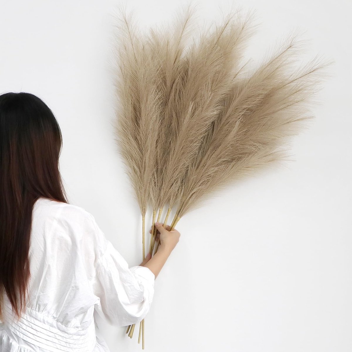 Omgoods - Set van 6 Fluffy Kunstmatige Pampasgras voor Vazen