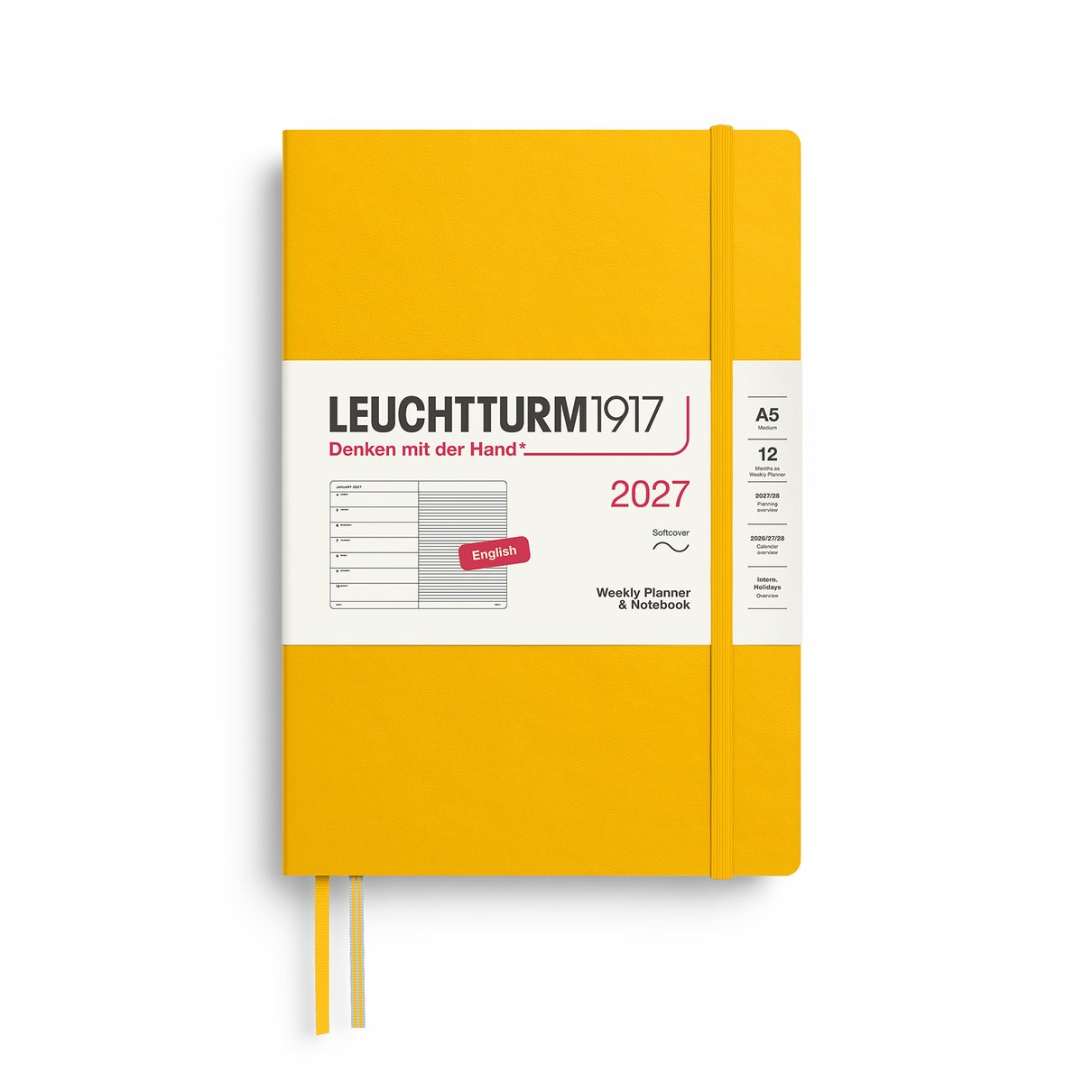 Leuchtturm1917 - 2027 Weekly Planner & Notebook - A5 Medium 15x21cm - sunflower - softcover