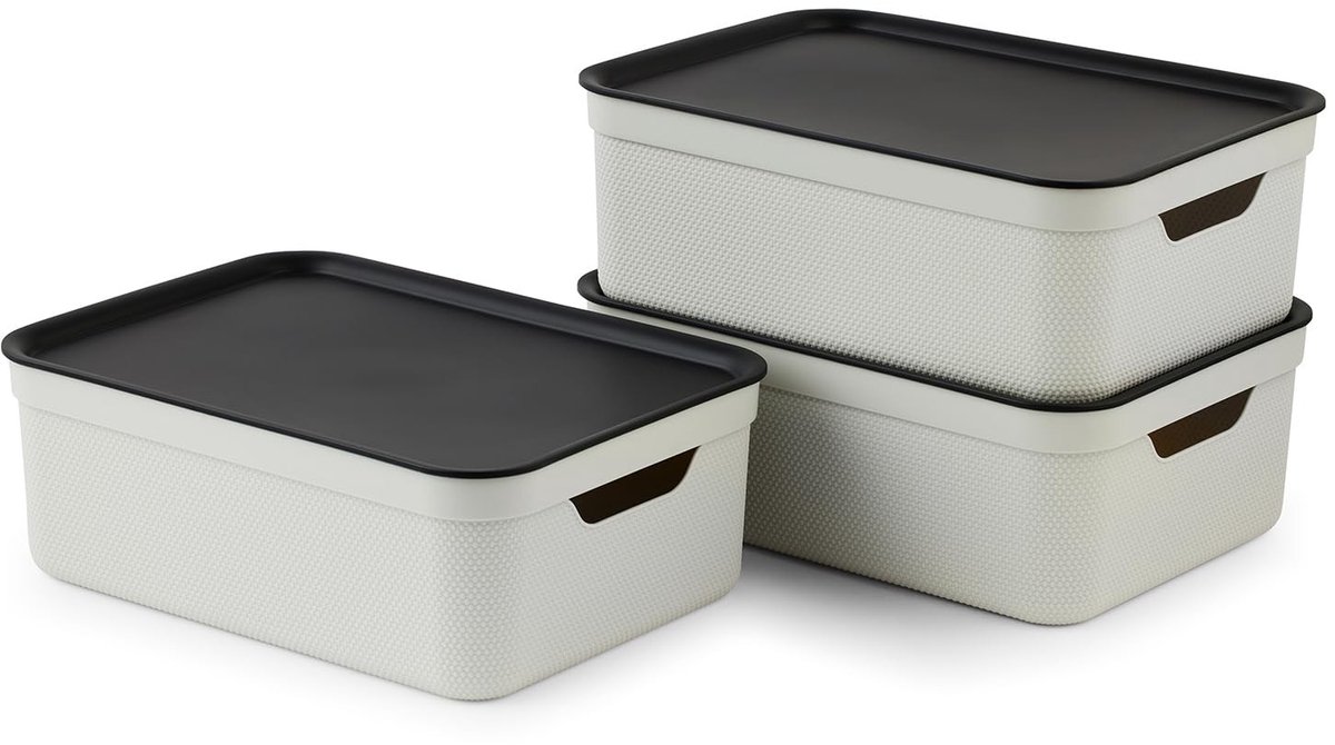 Omgoods - Set van 3 Decoratieve Opbergdozen 10L met Deksel