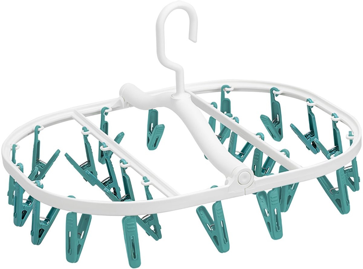 Omgoods - Vouwbare Sokkenrek met 24 Clips - Perfect voor Sokken, Lingerie en Hoeden