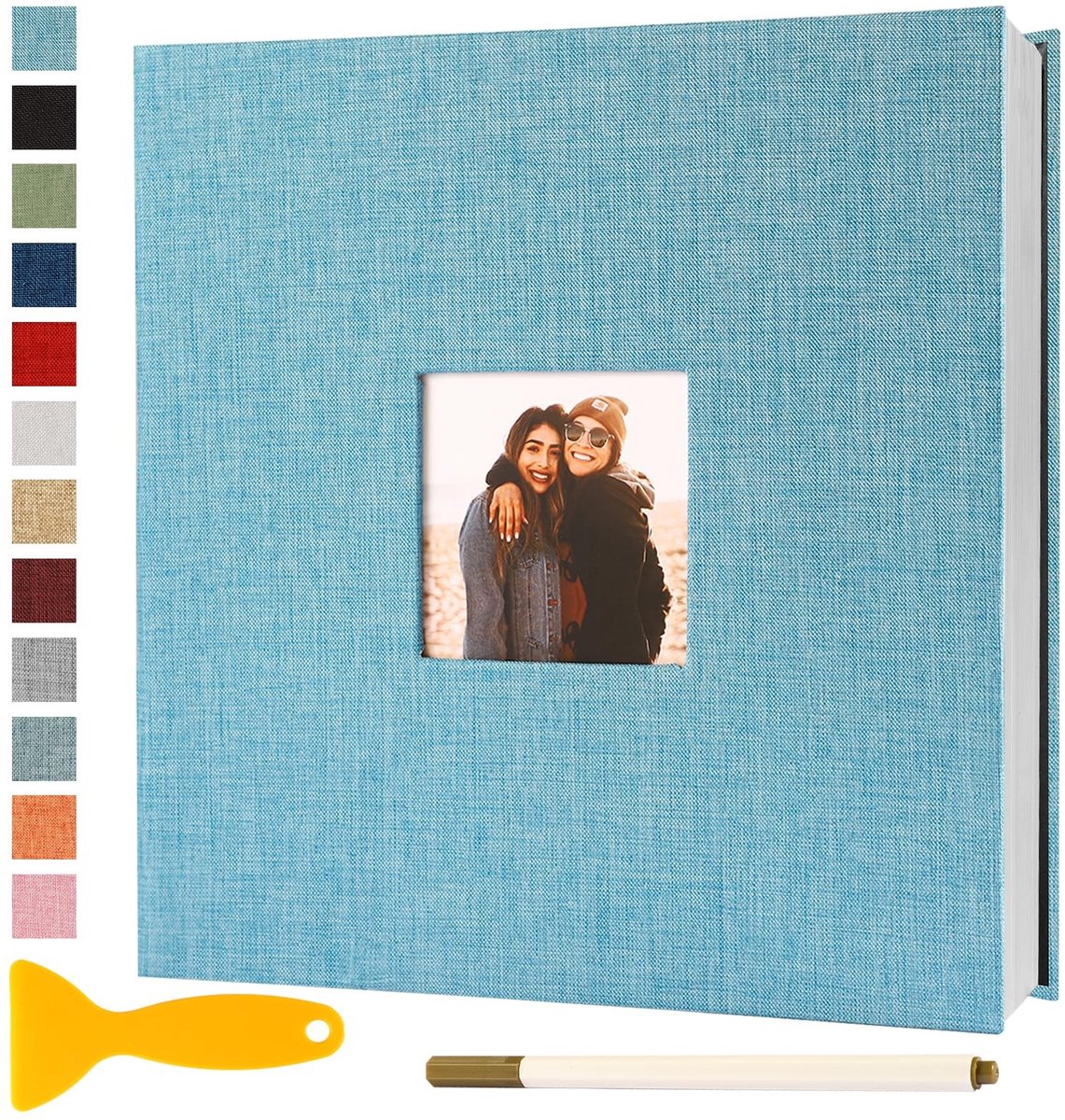 Omgoods- Fotoalbum Zelfklevend 28x27 - Scrapbook - Gastenboek - 40 Bladzijden - Zuurvrij/PVC-vrij - Lichtblauw - Perfect voor speciale gelegenheden