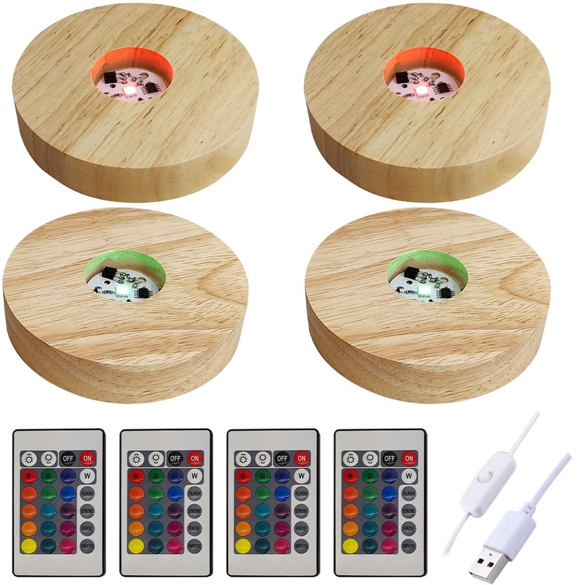 Omgoods - 4 Stuks LED Display Basis met Afstandsbediening