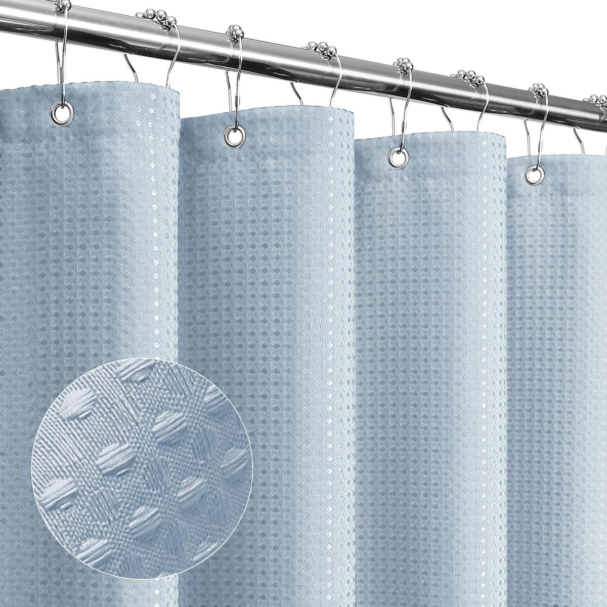 Omgoods - Luxe Douchegordijn van Wafelstof 72 x 72 cm Mistblauw