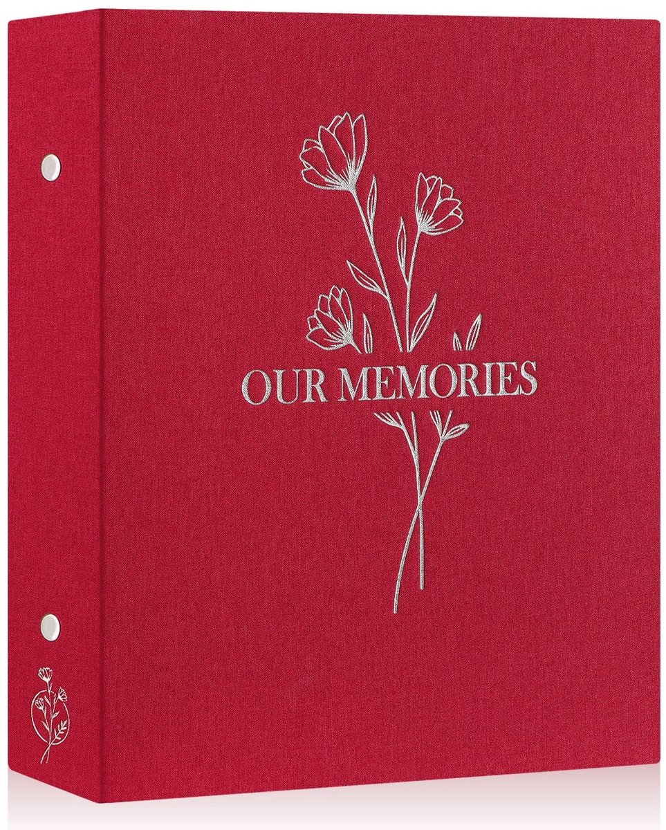 Omgoods- Fotoalbum 10x15 cm - Insteekalbum voor 400 foto's - Luxe linnen omslag - Waterdicht en zuurvrij - 50 bladen / 100 pagina's - Elegante zilveren print - Herinneringsalbum