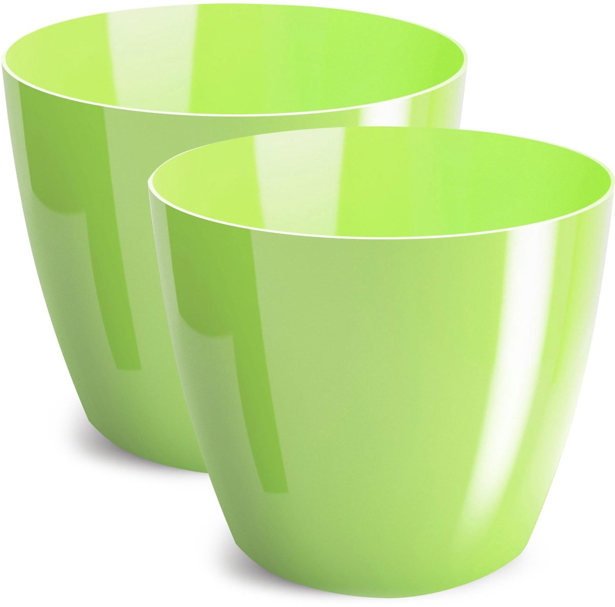 Omgoods - Set van 2 Decoratieve Plantenpotten, Plastic Bloempotten in Groen Pastel