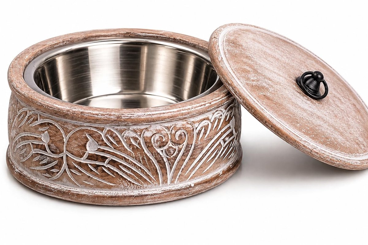 Omgoods - Houten Tortilla Warmer met Deksel voor Brood en Roti
