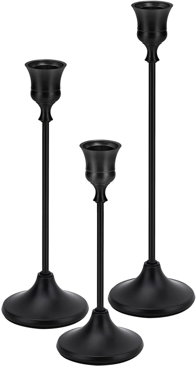 Omgoods - Set van 3 Conische Kaarsenhouders - Vintage Gouden Messing Kaarsenstandaards voor Huis en Feesten