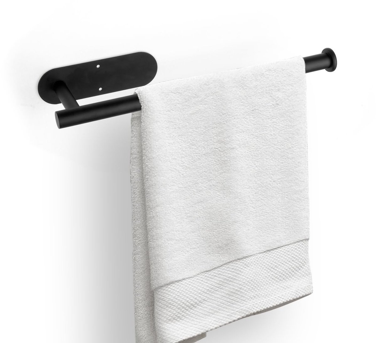 Omgoods - Zwarte Toilet Handdoekhouder - Wandmontage met Zelfklevende Plank