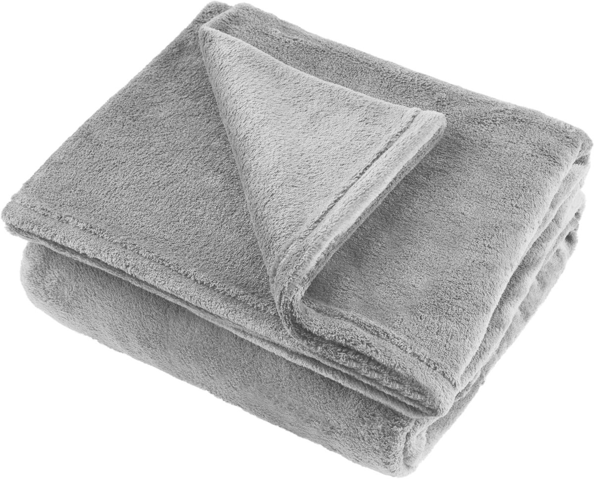 Omgoods - Fleece Deken - Grijs - 200x220 cm - Coral Fleece Polyester