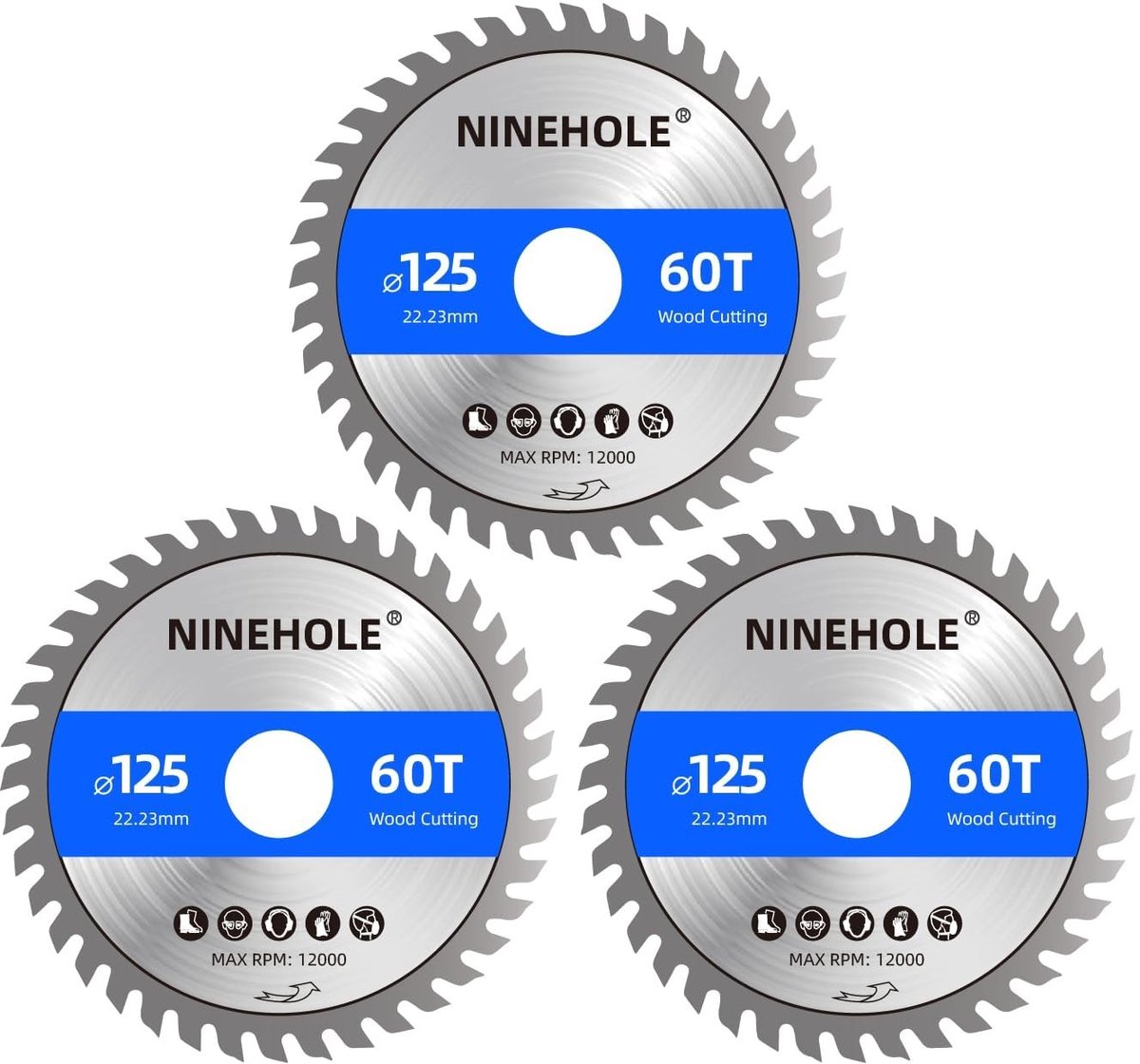 Omgoods - Set van 3 Cirkelzaagbladen 125mm voor Hout en Kunststof