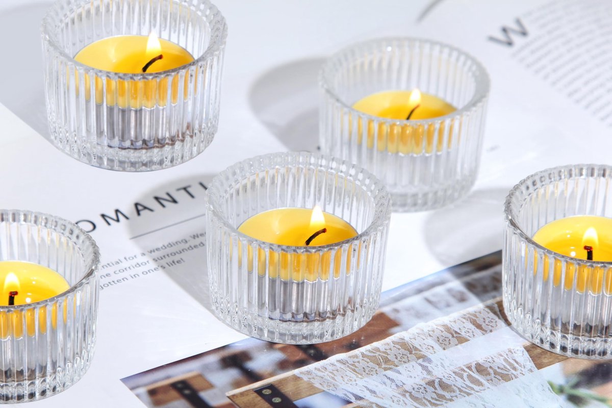 Omgoods - Set van 12 Glazen Teelichthouders, Perfect voor Decoratie