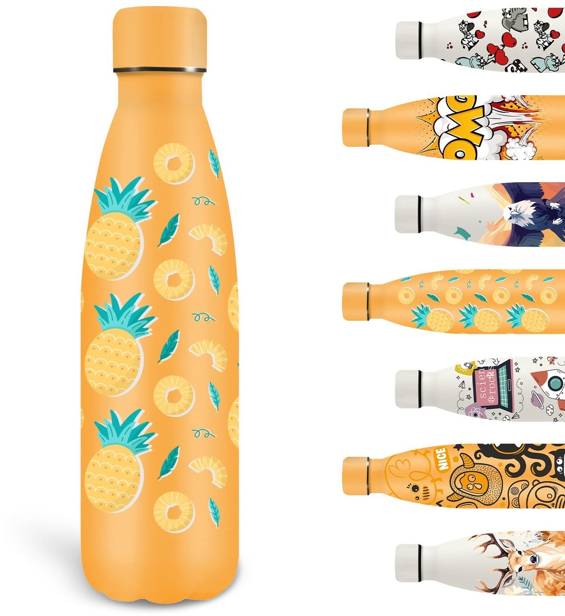 Omgoods - Kinderthermosfles 500 ml met Fruitpatroon, Lekvrij en RVS