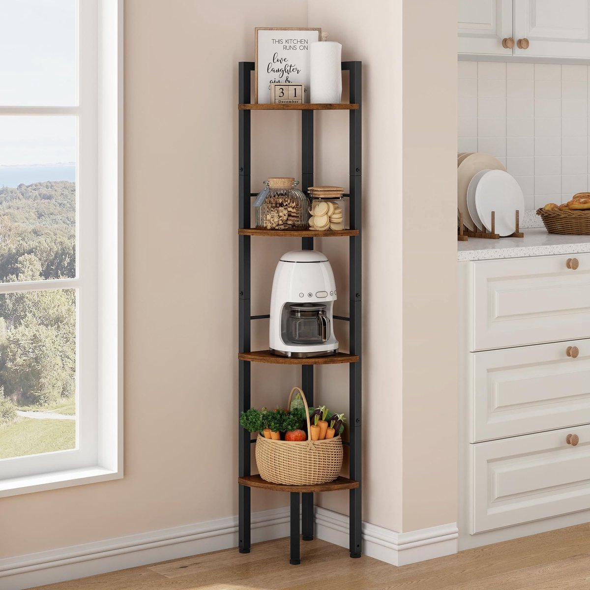 Omgoods - Industriële Hoekplank met 4 Niveaus, Perfect voor Decoratie