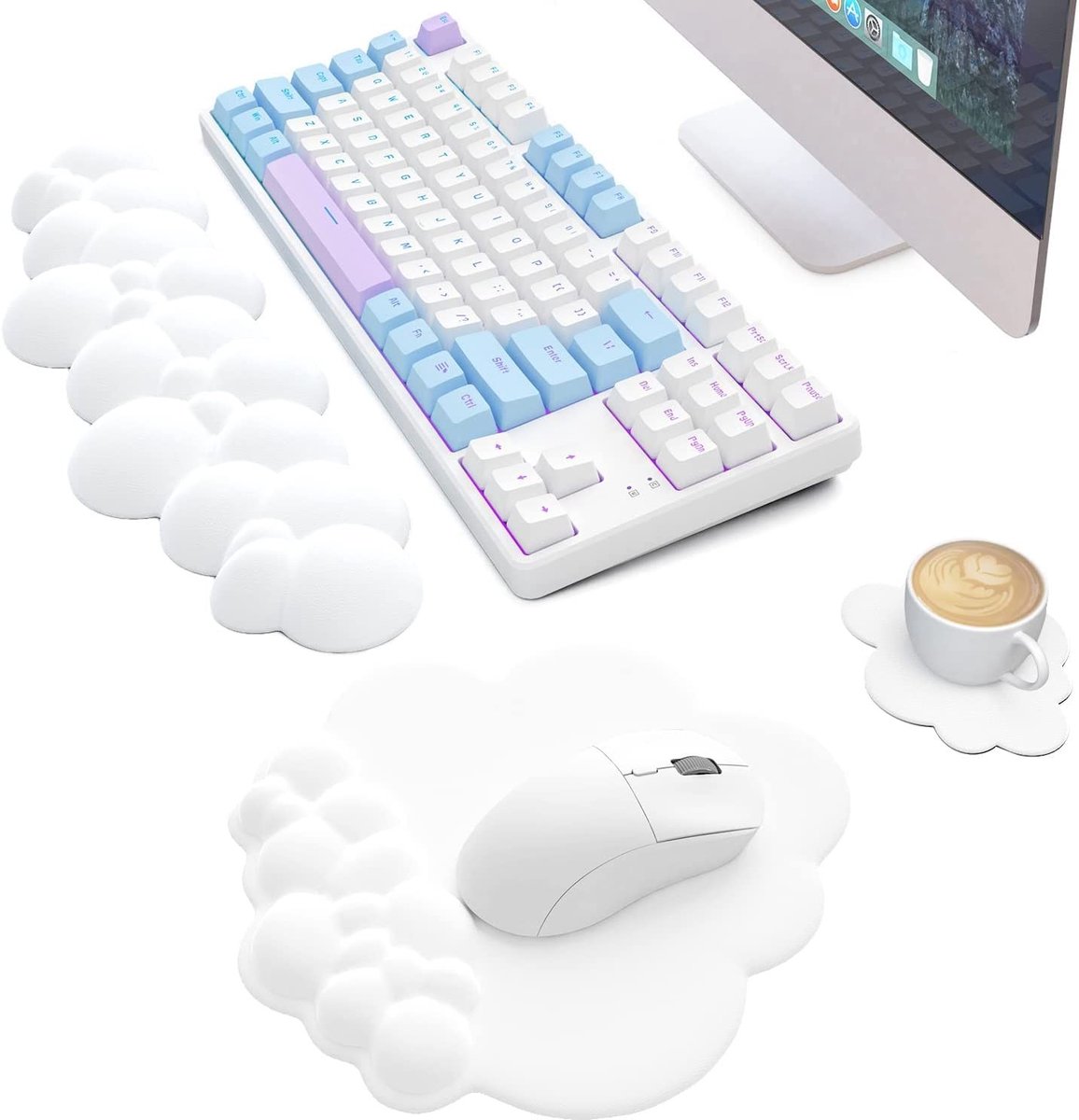 Omgoods - 3 in 1 Ergonomische Cloud Muismat en Coaster Set