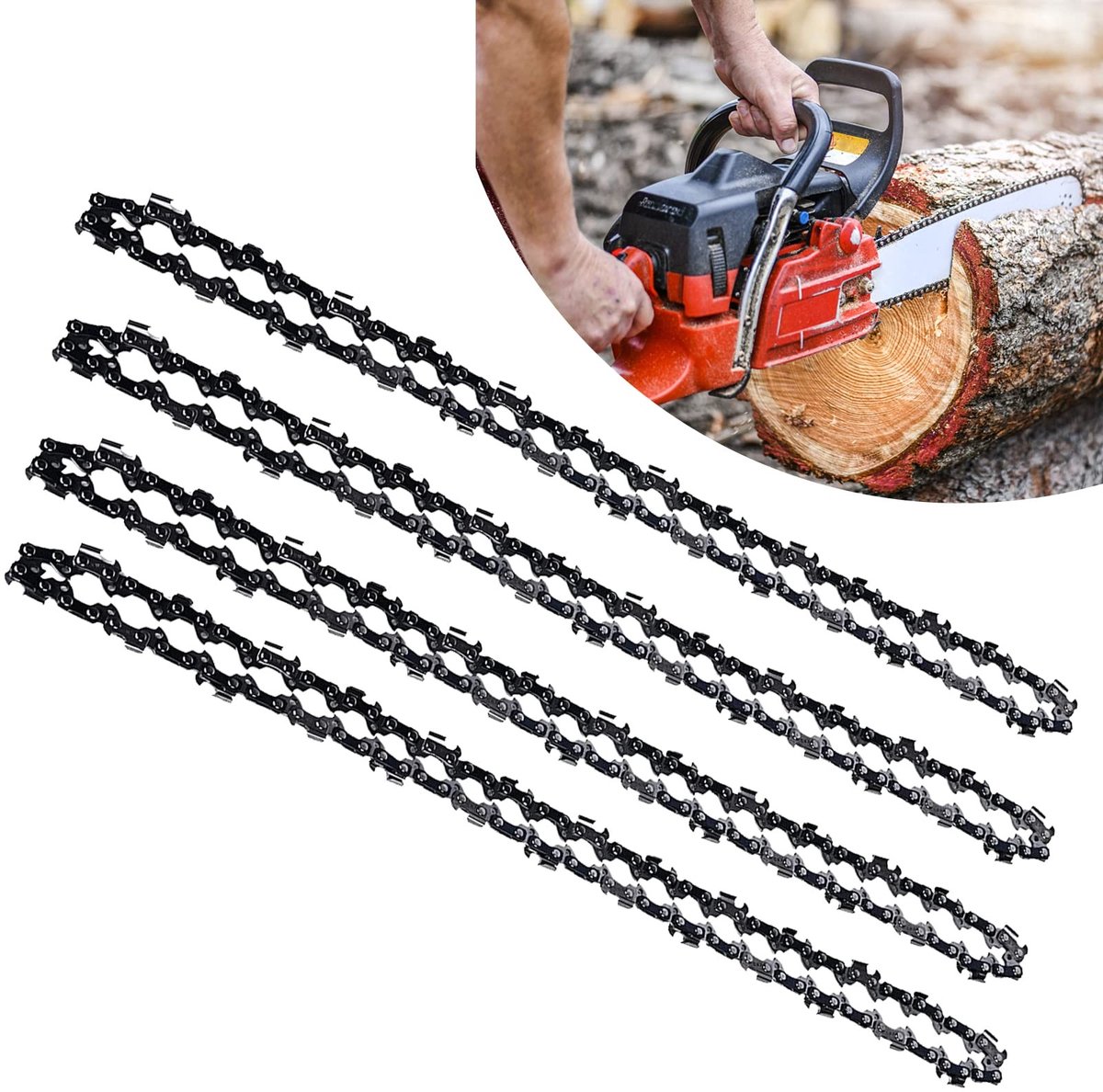 Omgoods - Set van 4 Vervangende Cirkelzaagkettingen 35 cm