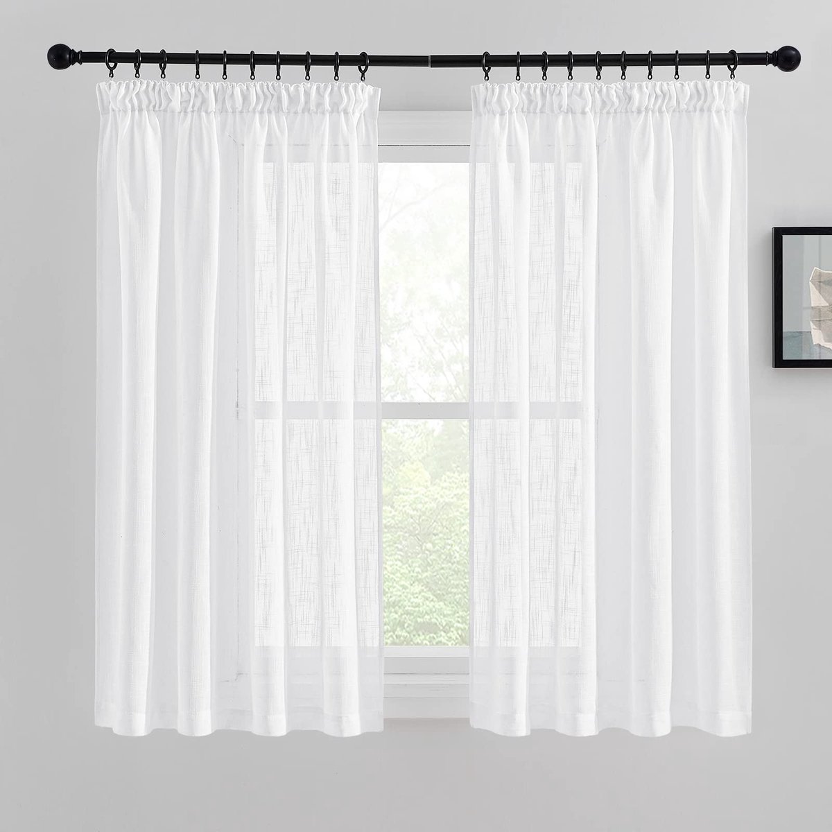 Omgoods - Transparante Gordijnen met Plissé Tape, 2 Stuks, 140x137cm, Wit