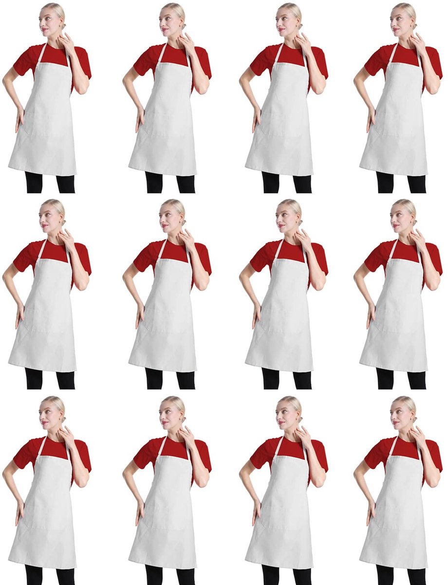 Omgoods - Set van 12 Waterdichte Schorten voor Koken en Bakken (Wit)
