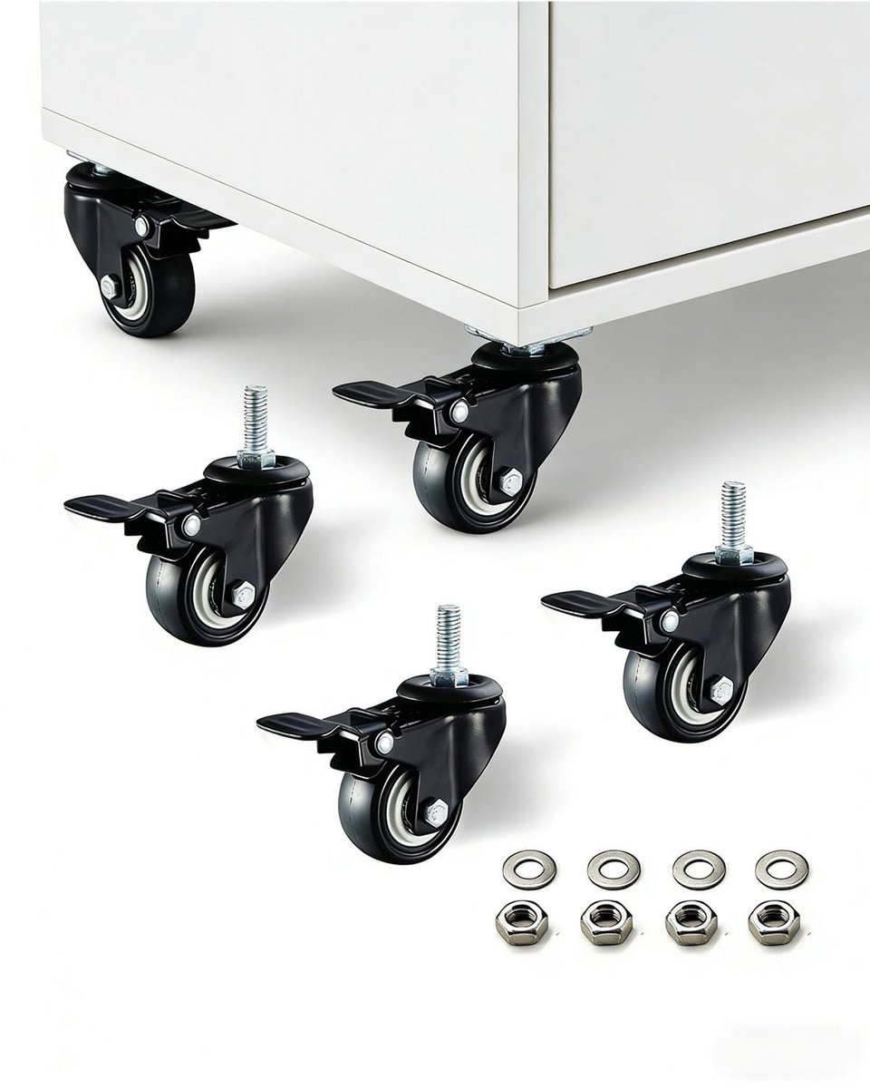 Omgoods - Robuuste Rollers met M8 x 25 Draadstang voor Meubels