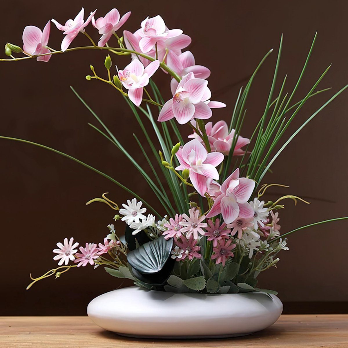 Omgoods - Realistische Orchideeën in Keramieken Pot voor Thuisdecoratie