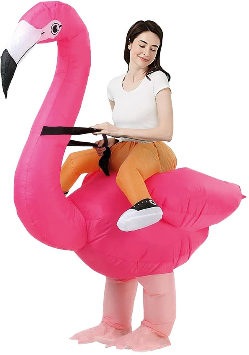 Omgoods - Opblaasbaar Flamingo Kostuum voor Volwassenen