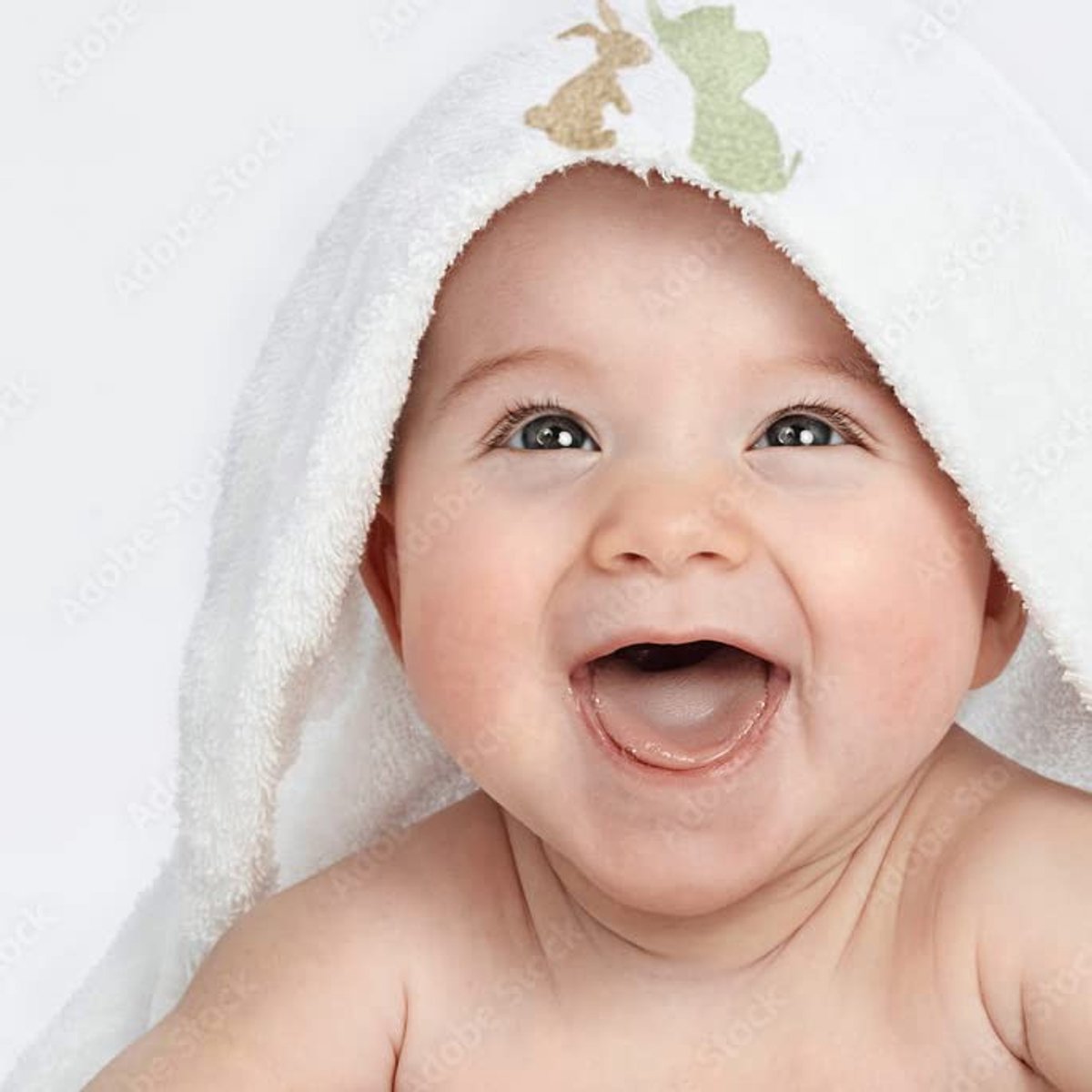 Omgoods - Set van 2 Baby Badcapes met Olifant & Konijn Wit - 75x75 cm 100% Katoen