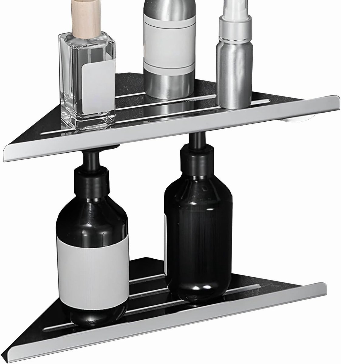 Omgoods - 2 Stuks Hoekplanken voor Badkamer zonder Boren