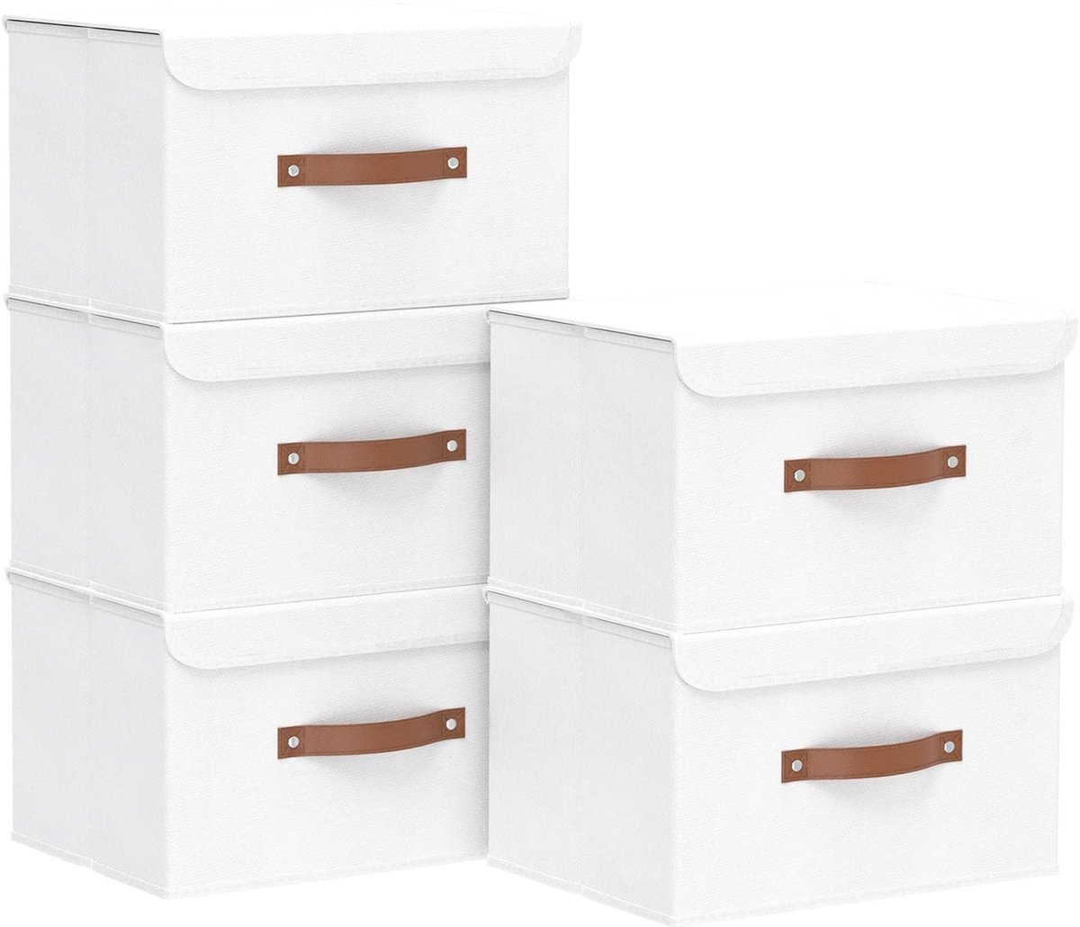 Omgoods - Set van 5 Vouwbare Opbergdozen met Deksel voor Kledingopslag