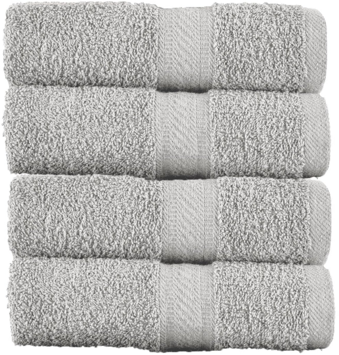 Omgoods - Set van 4 Luxe Badhanddoeken 70x140 cm Zilver 100% Katoen 500gsm