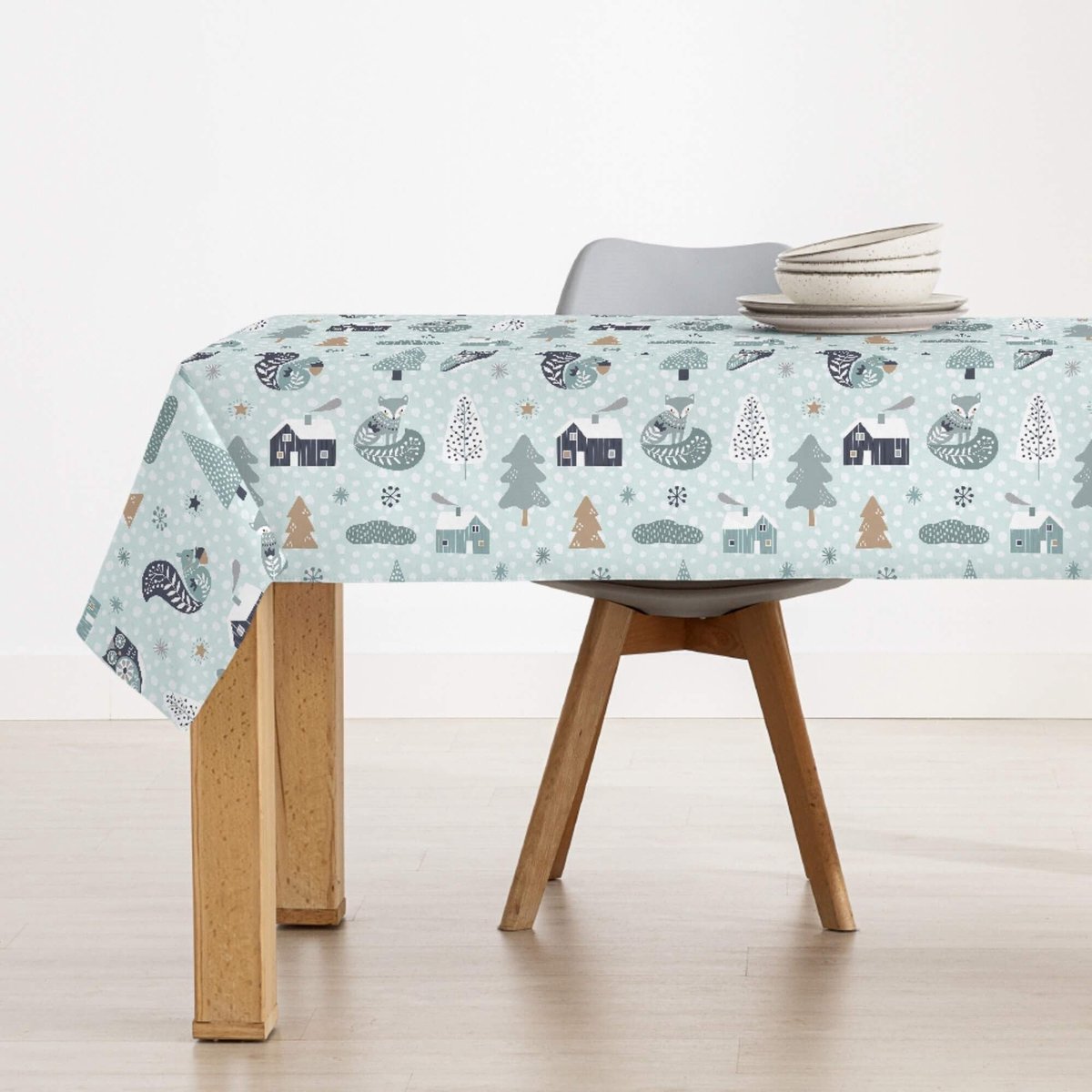 Omgoods - Kersttafelkleed 250 x 140 cm van 100% Katoen, Vlekbestendig en Waterdicht