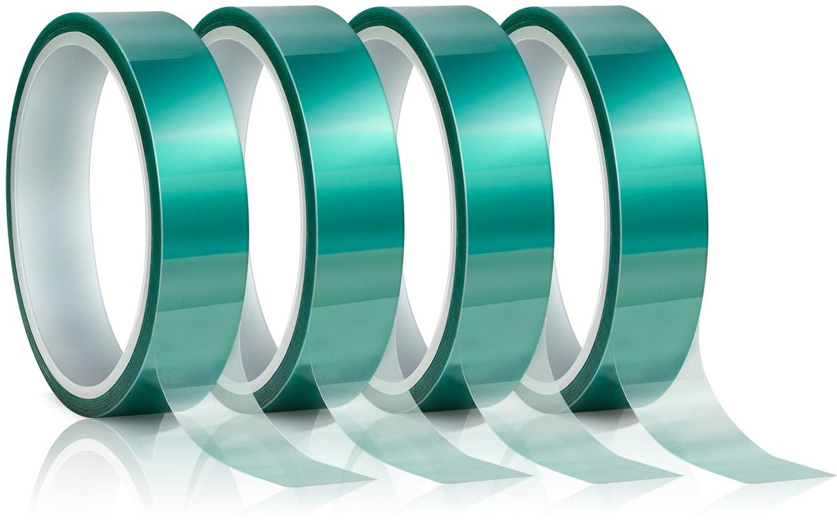 Omgoods- Silicone Tape - Hoge Temperatuur - Groene PET Band - Polyester - Hechtbanden - 4 Rollen - 20mm x 33m